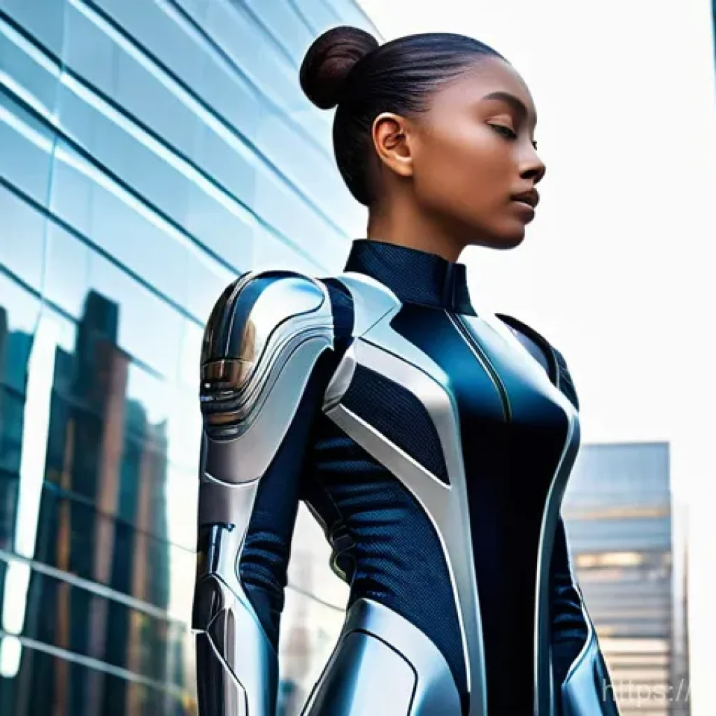포스트휴머니즘에서의 자아 개념 - **Prompt 1: Seamless Human-Technological Integration**
"A young adult, gender-neutral, stands th...