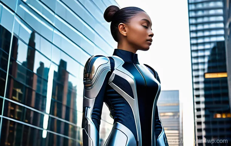 포스트휴머니즘에서의 자아 개념 - **Prompt 1: Seamless Human-Technological Integration**
"A young adult, gender-neutral, stands th...