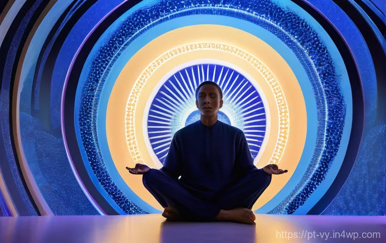 포스트휴머니즘에서의 자아 개념 - **Prompt 1: Seamless Human-Technological Integration**
    "A young adult, gender-neutral, stands th...