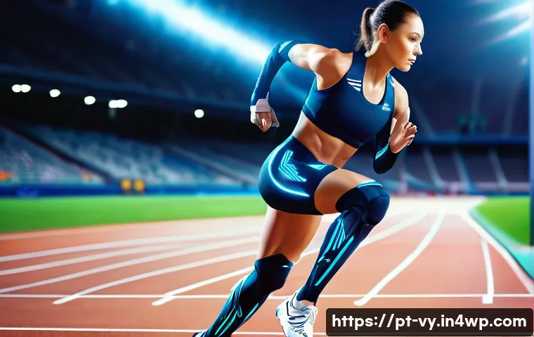 포스트휴머니즘과 인류의 미래 - **Prompt: The Pinnacle of Human-Machine Integration in Sports**
"A determined female athlete in ...