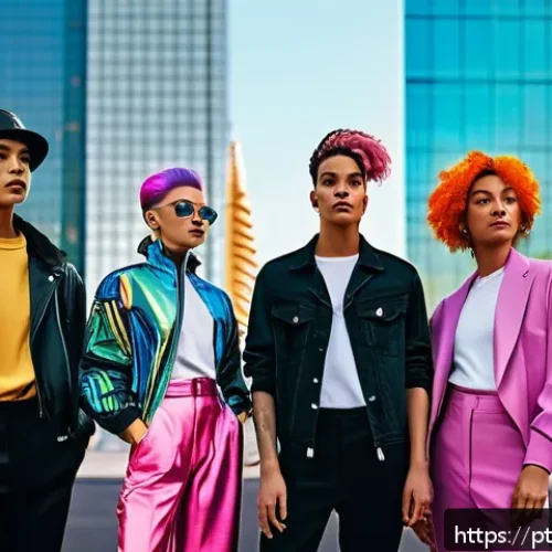 Home 31 포스트휴머니즘과 성별의 재구성 - A futuristic digital art scene depicting a diverse group of gender non-binary and genderqueer indivi...
