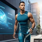 Home 18 포스트휴머니즘과 인간다움의 재정의 - A futuristic scene depicting a person with advanced biomedical implants enhancing their physical abi...